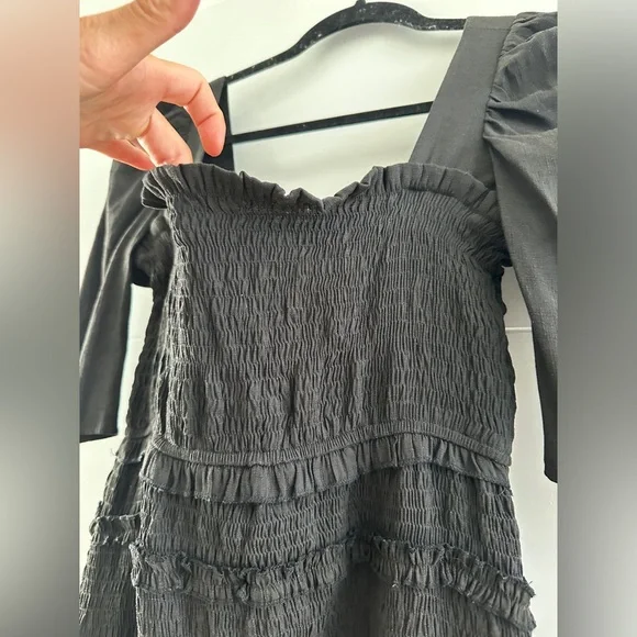 Favlux Black Puff Sleeve Square Neck Mini Dress Festival Outfit | Size L - Picture 12 of 13